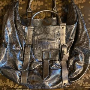 Botkier hobo bag in snake skin leather silver